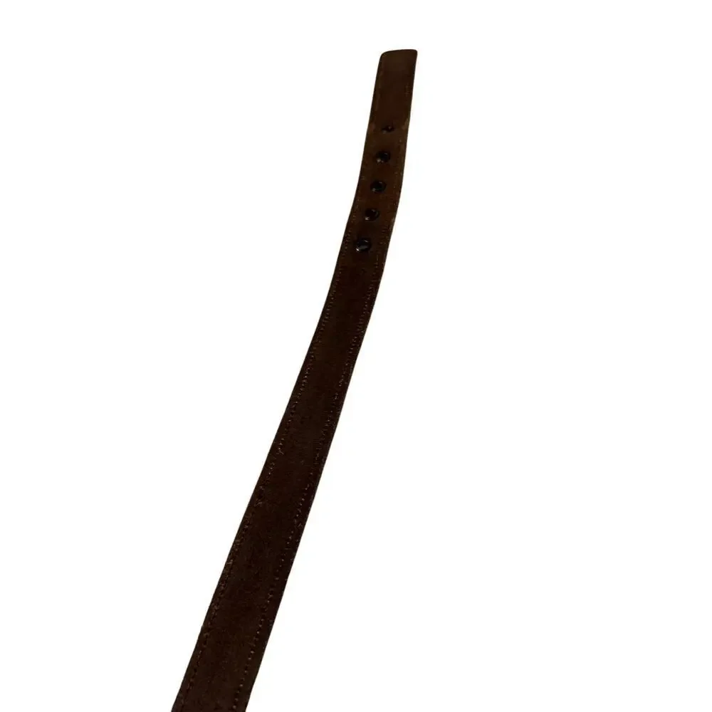 American Eagle Cotton Brown Genuine Leather 1/18 Wd Belt W‎ L 42 in